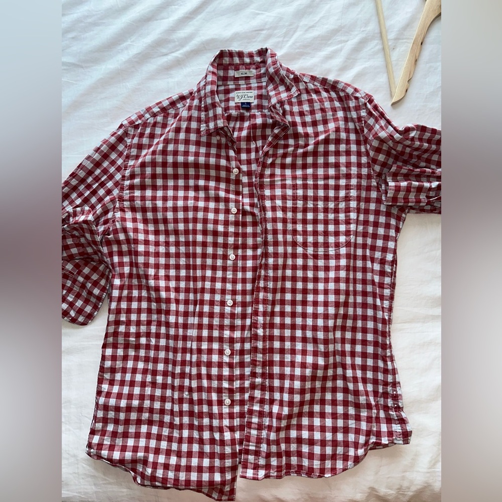 Jcrew Button Downred And White Gingham - image 4